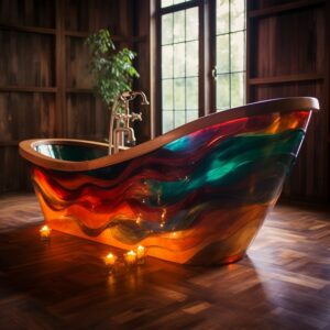 Wood and Epoxy Colorful Bathtub (2)