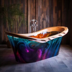 Wood and Epoxy Colorful Bathtub (5)